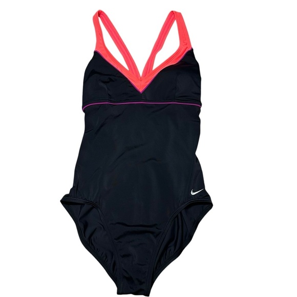 Nike One Piece Swimsuit Women's 12 Black Y-Back Workout Training - Picture 1 of 7
